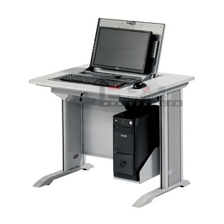 Flip Top Wooden 2 Person Computer Table with Metal Frame