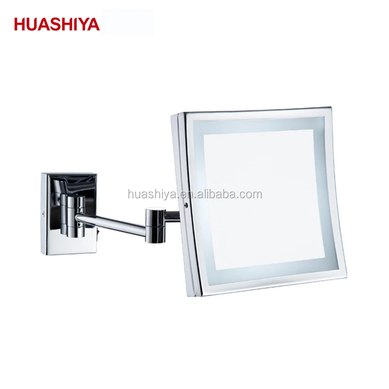 HSY1018 Led Lighted Wall Mount Magnifying Makeup square led single side Mirror