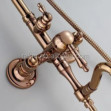 Rose Gold Finish Antique Style Brass Shower Set
