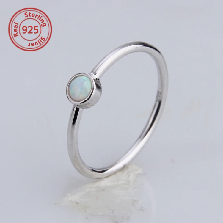 sterling silver mini stone ring 3mm bezel setting opal ring stacking opal ring