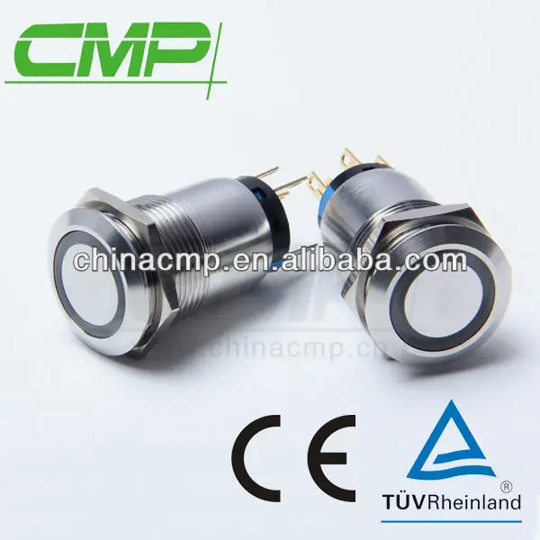 19mm нержавеющая сталь spst или dpdt светодиодной подсветкой кнопочный переключатель ip67( ту се)