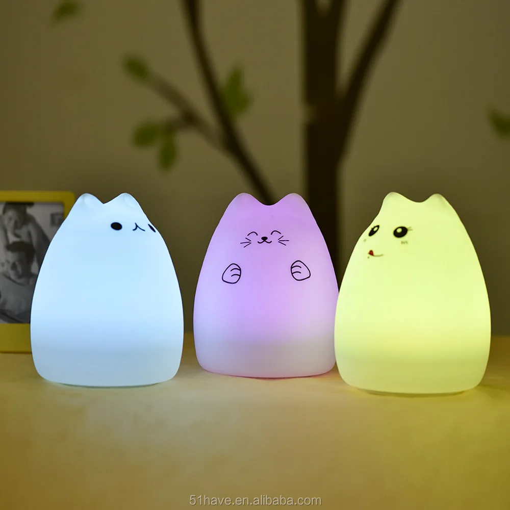 Popular silica gel LED small Shape cat Night Light