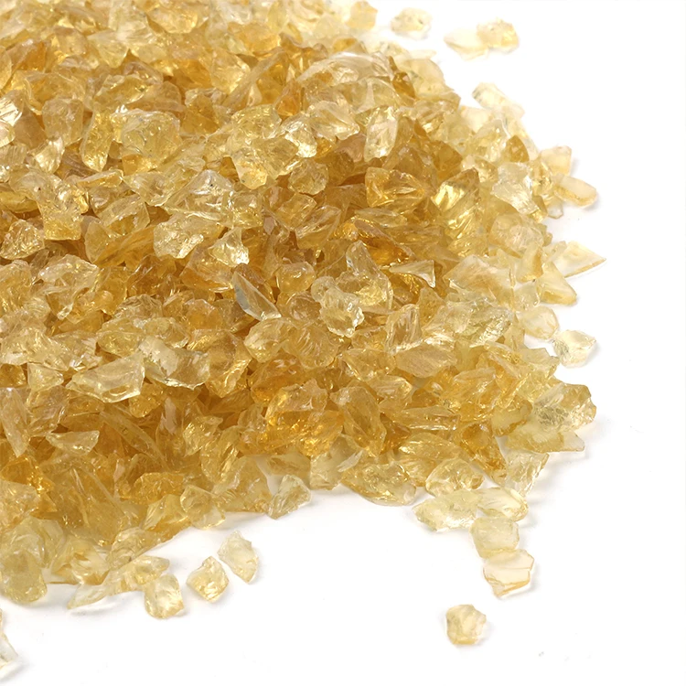 3-5mm high luminosity crystal yellow crushed glass gravel for fire pit fireplace DIY resin artworks epoxy painting decoration