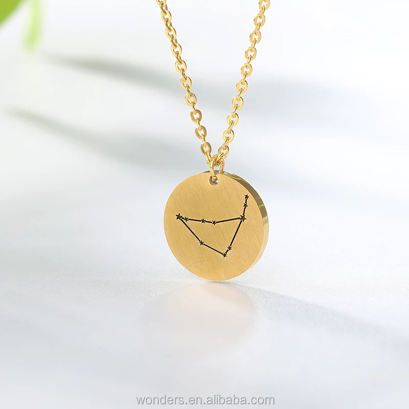 Zodiac Necklace Set Stainless Steel Gold Jewelry Manufacturer From China