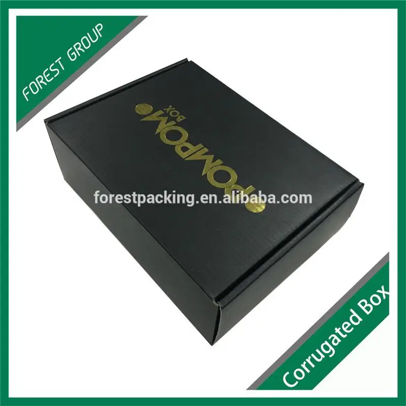 Матовый черный пользовательские бумажная коробка подарочная с золотой горячего тиснения готовой