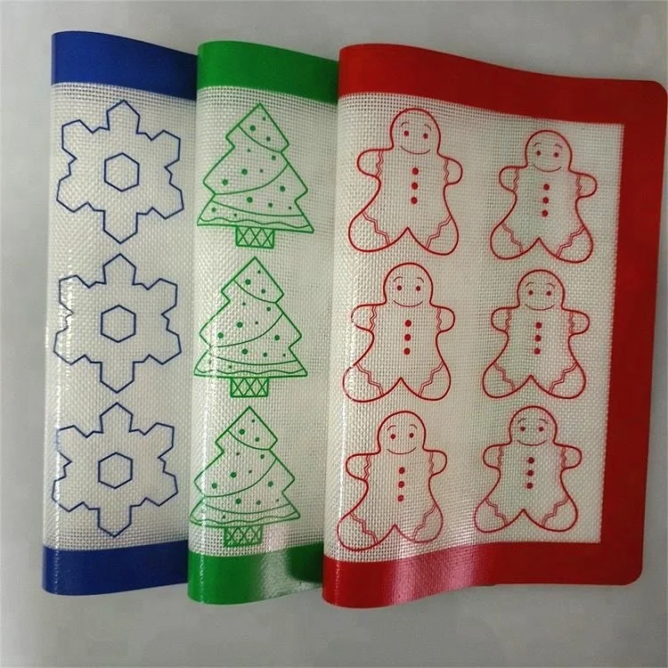 3 pack Christmas silicone baking mat oven liner ginger man Christmas tree and snowflake for Christmas baking