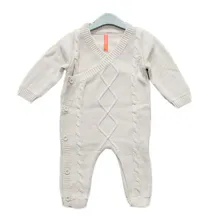 Retail Winter Baby Knitted Romper Warm Infant Jumpsuit Boy Girl s Overall Cotton Yarn Knitting Clothes