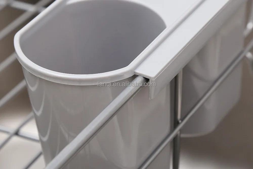 Stainless Steel kitchen plate storage dish drying rack with plastic salver