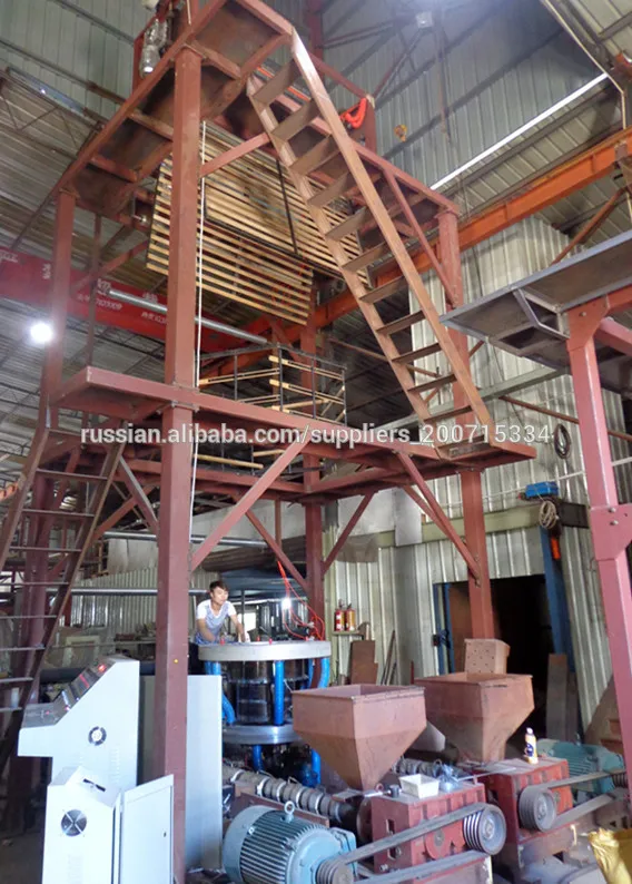 Машина пластического дуновения для упаковочной пленки с многослойным выдавливанием (вращательный тяговой тип дуновения кверху) с