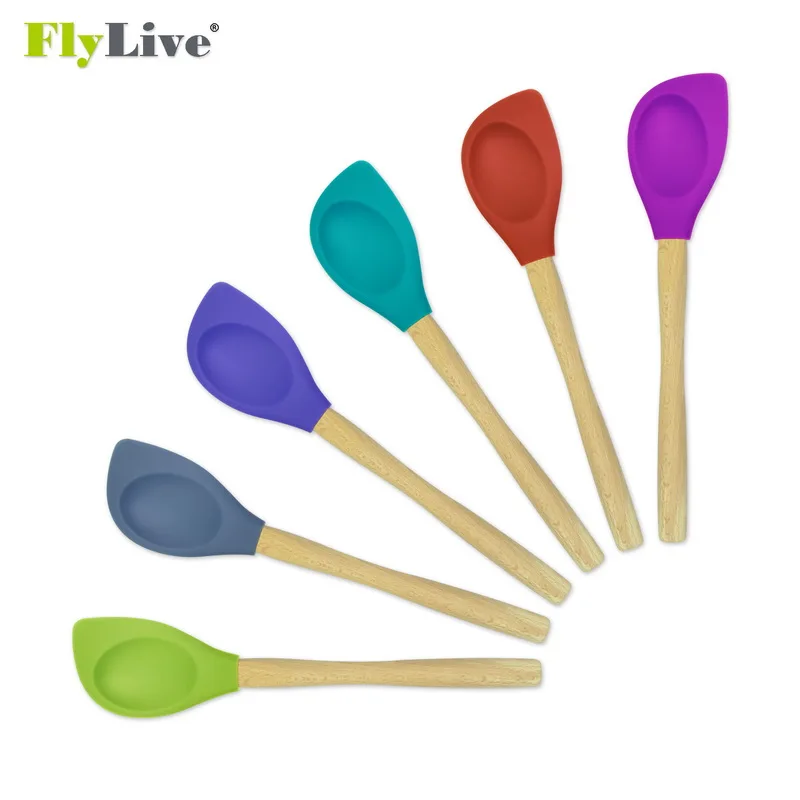 
Hot sale Multi-function Non-Stick Silicone Spatula and Spoon with Wooden Handle Kitchen Cooking Utensils 