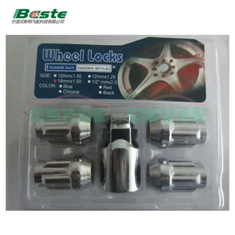 wheel nuts 4+1 set 5 spline wheel nuts m14x1.5 wheel lock nuts