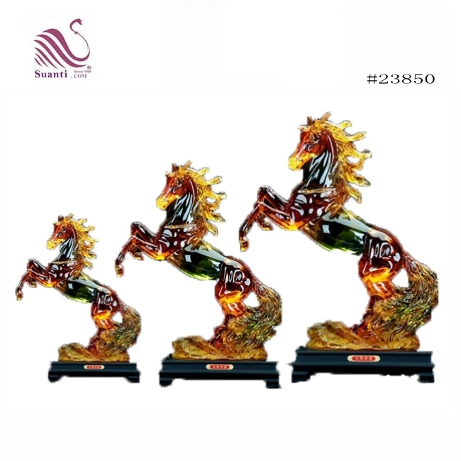 OEM China Decorative Antique Resin Transparent Colorful Horse Craft Sculpture