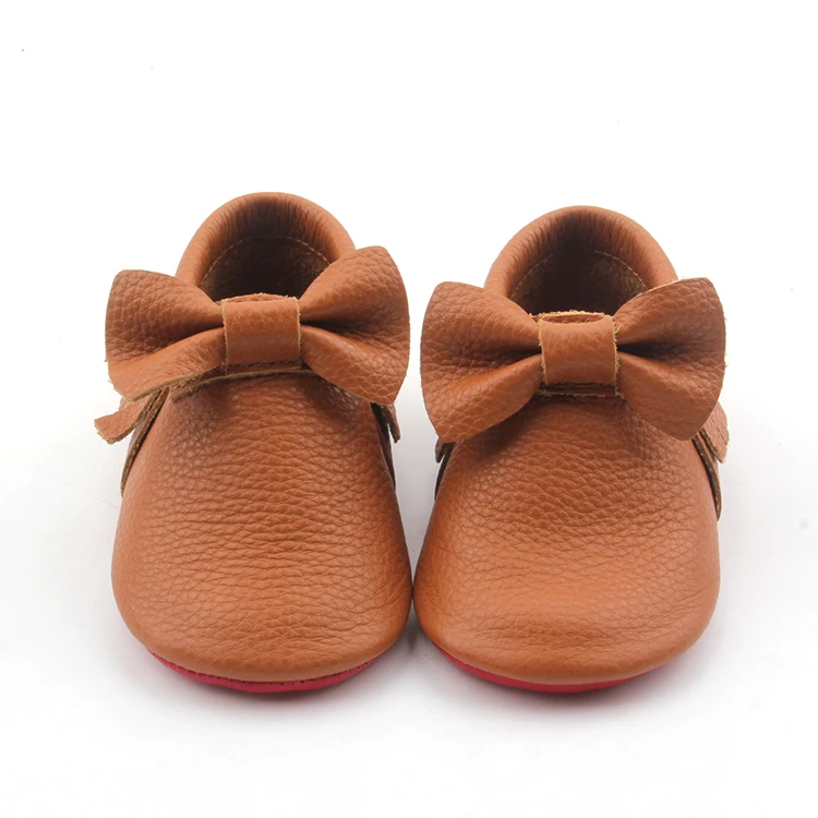 Мягкие детские мокасины из натуральной кожи с бантом на красной подошве для мальчиков/девочек/малышей/младенцев