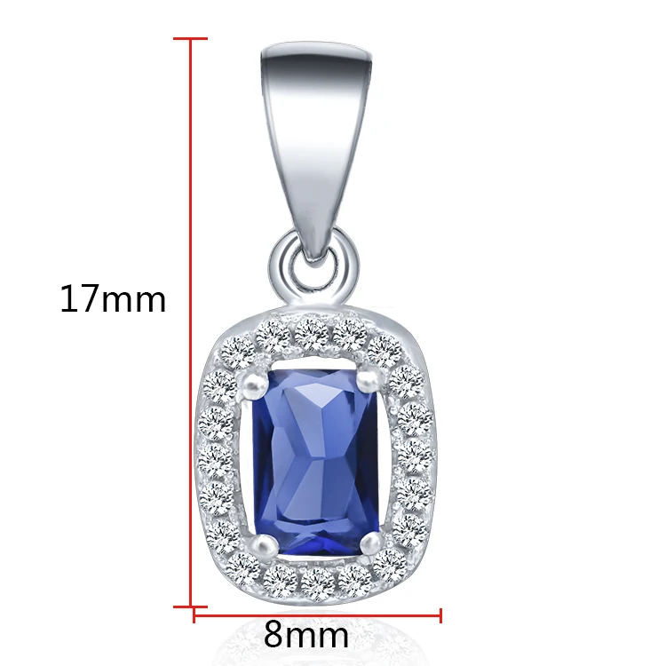 POLIVA Cheap White Gold Plated Blue Sapphire Birthstone Cubic Zircon Prong Set Jewelry Charms Pendants