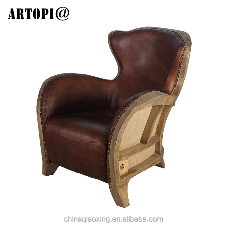 Один кожаный диван, кресло, ретро высокой спинкой Тигр стул, гостиная отель диван-кресло
