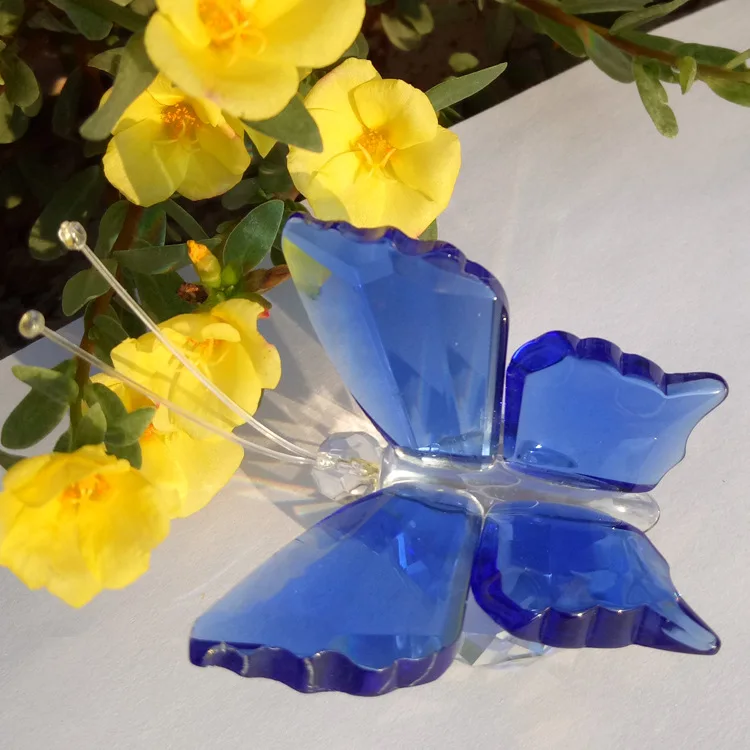 Фигурка бабочки из голубого кристалла, украшение животного в подарок, сувениры