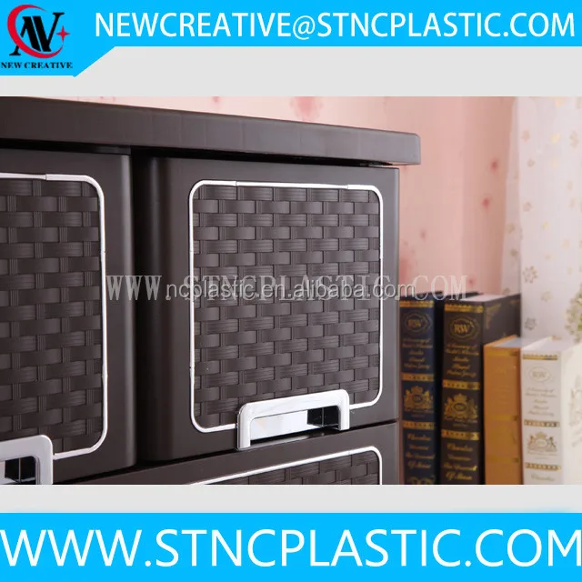 Rattan Tower Plastic Storage Container Bin Organize Pack Home Cabinet Wide Drawer