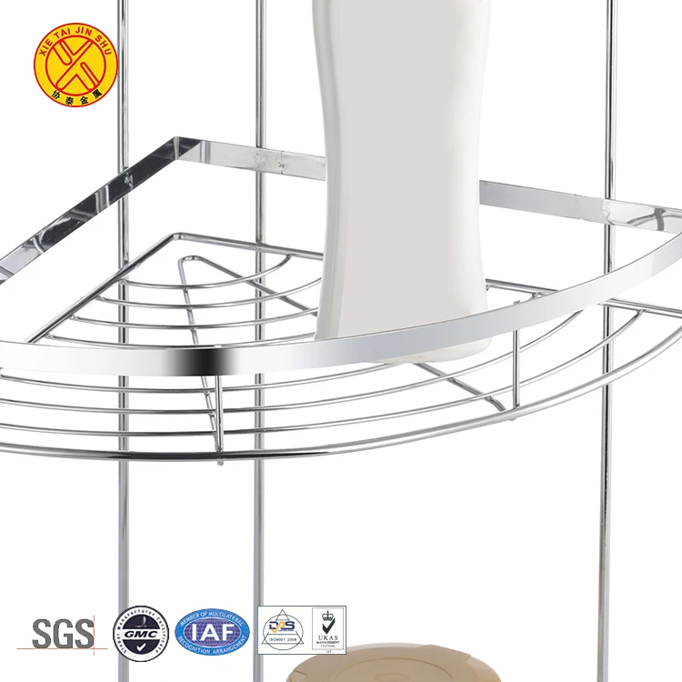 Most popular stainless steel metal wall shampoo storage organizer 3 Tier bathroom corner rack bathroom shower shelf