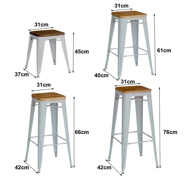 26 inch vintage kitchen industrial metal bar stool with foot rest JR-3A26W