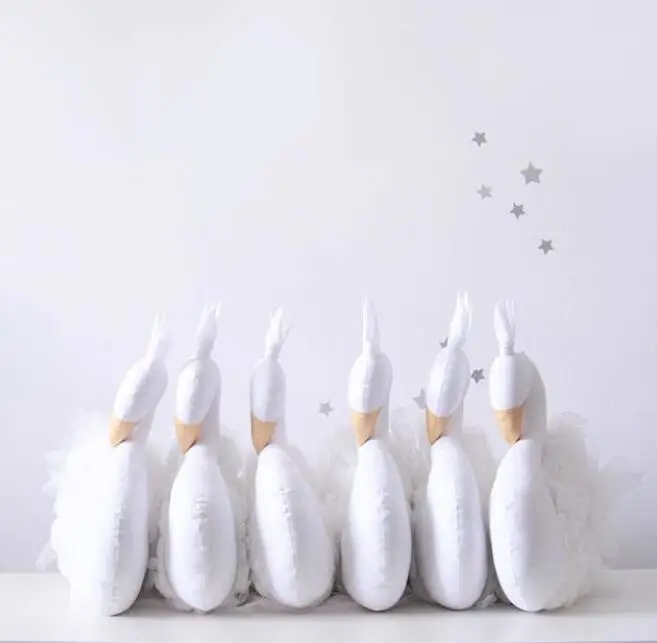 Soft plush lifelike white swan toy stuffed baby sleeping swan toy with ballet dress