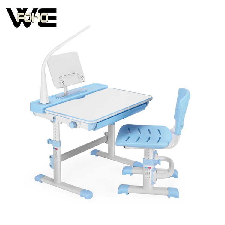 EASY install Kids desk chair height adjustable non-toxic writing children study desk with led lamp