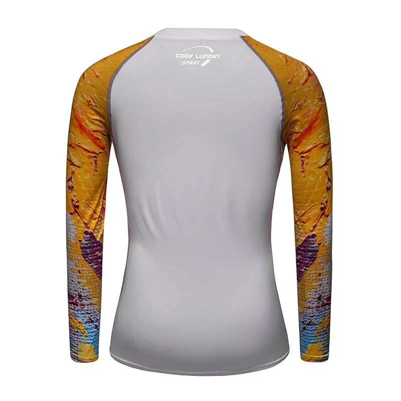 Индивидуальные сублимированные длинные женские топы с принтом татуировки, спортивные термокомпрессионные рубашки