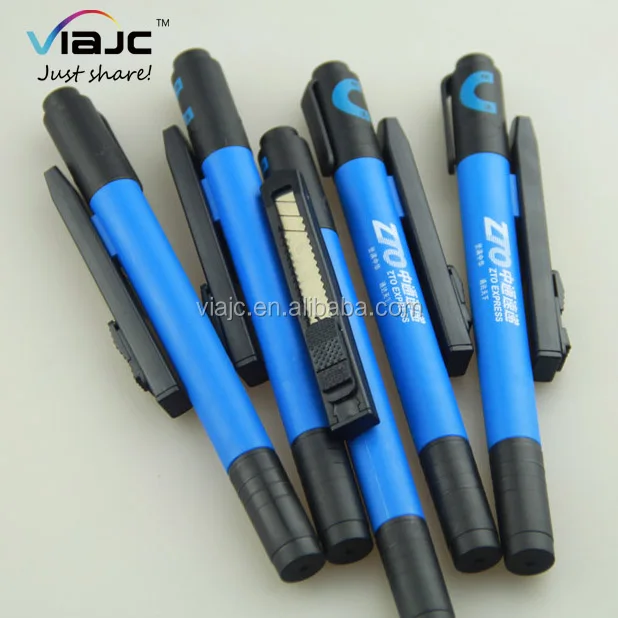 promotional multifunction mark pen ballpoint with knife for laminated paper