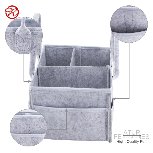 
felt diaper bag custom portable multi-pockets tote baby storage felt diaper caddy organizer 