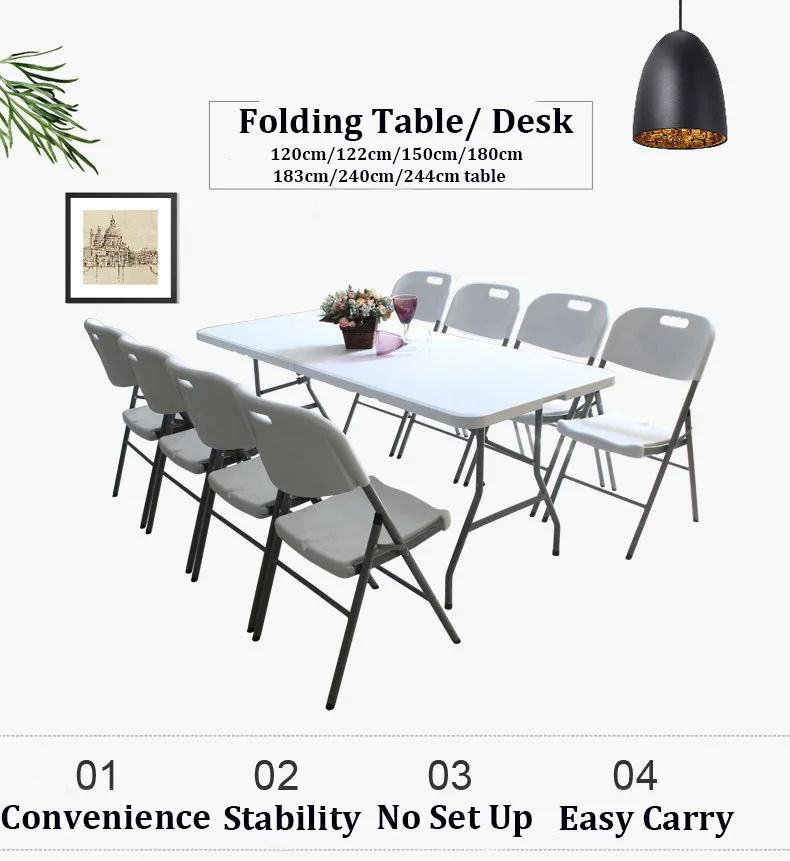 High-Density Polyethylene Plastic 1.8m Heavy-Duty Folding camping Catering Party Buffet Table