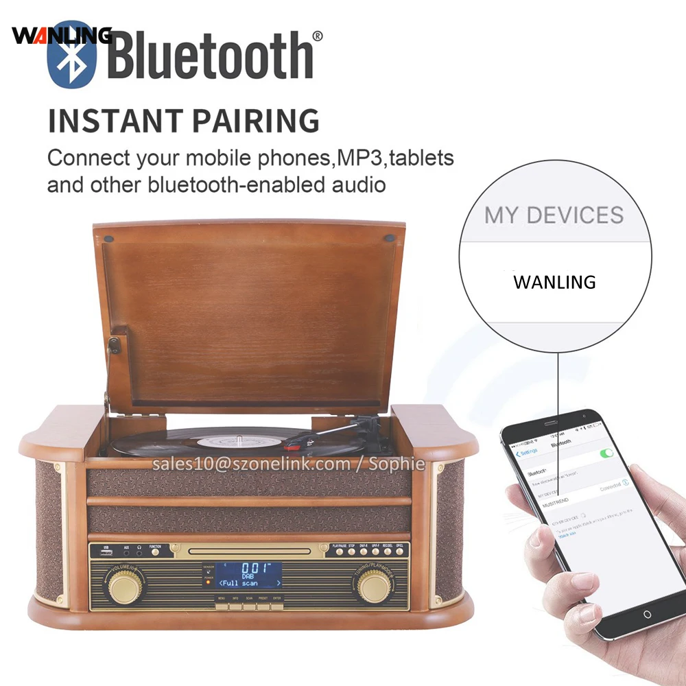 Home Audio Equipment Portable Radio CD Record Player Retro Turntable Hot Sale