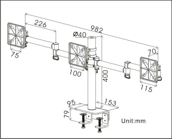 Stable Rigid structure arm adjust easily for triple monitor stands bracket