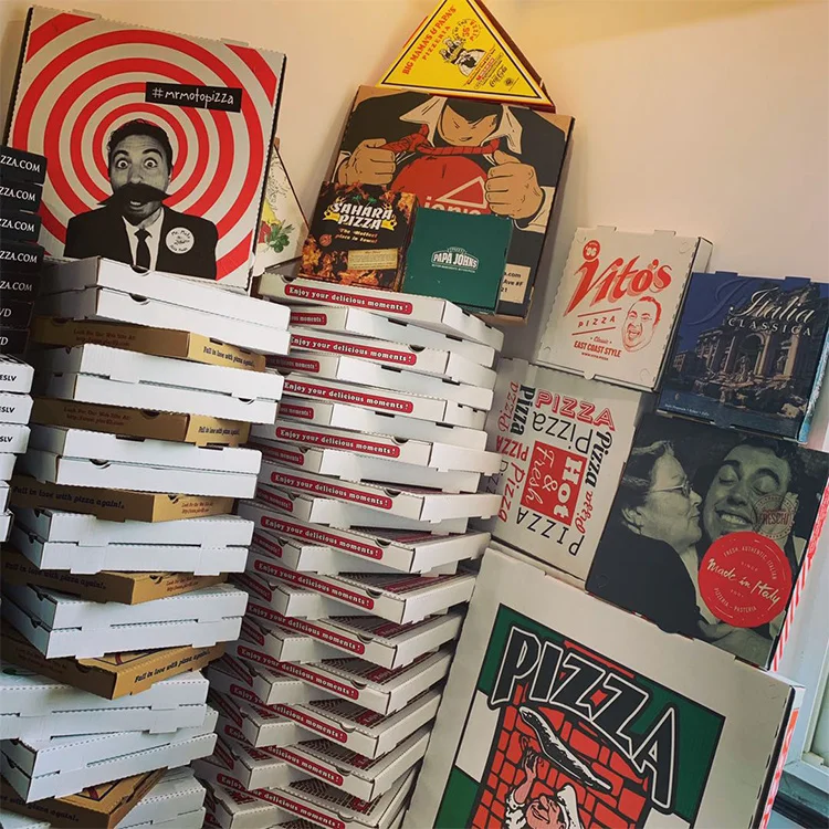 Corrugated carton frozen pizza box for scooter