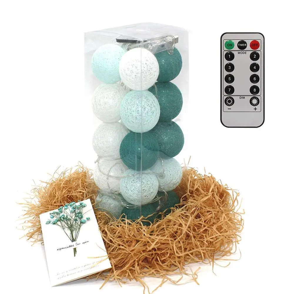 
Outdoor Colorful Patio Hanging Decoration Cotton Ball Light Garland String Lights with Remoter 