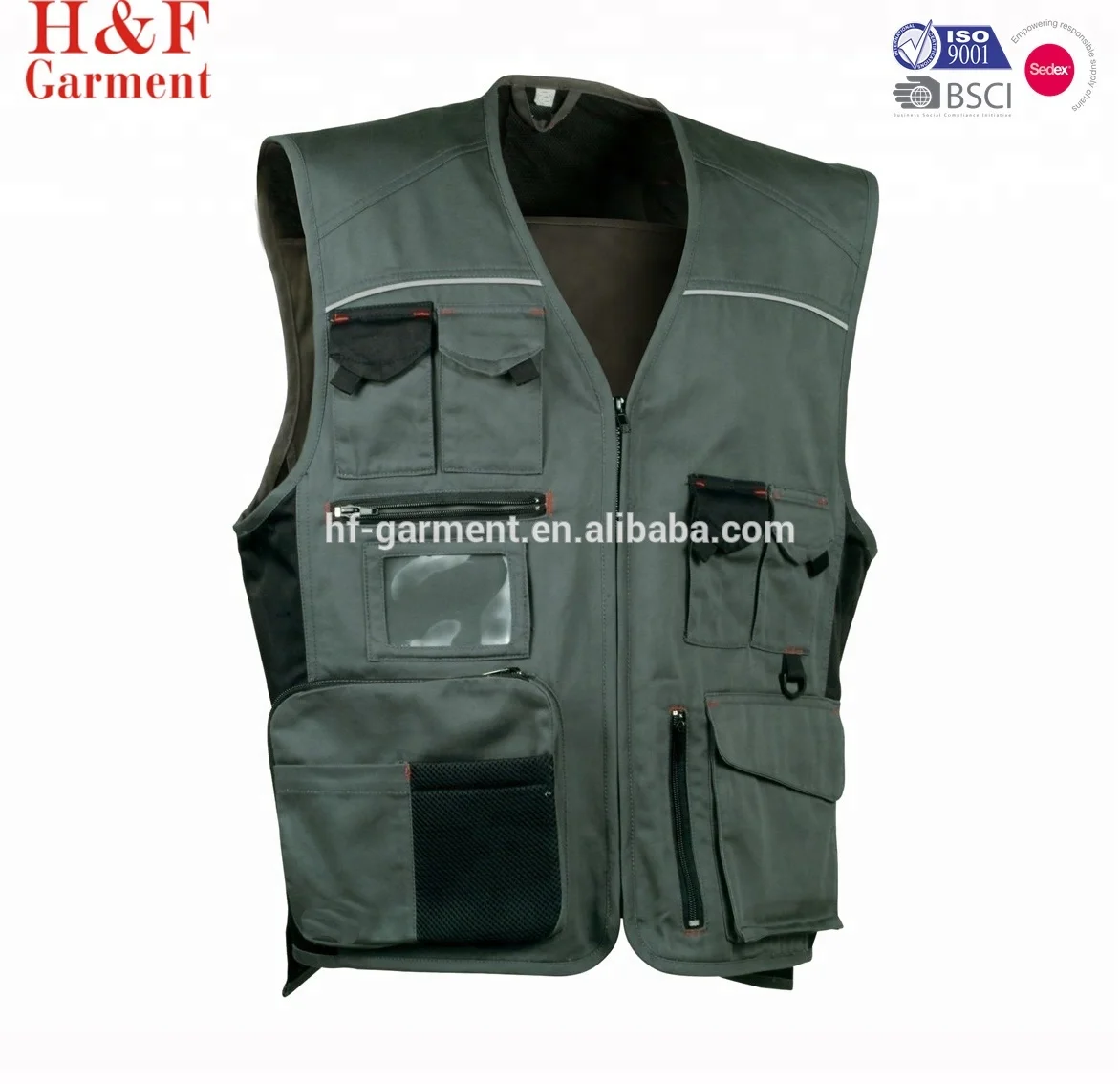 Custom men workwear vest twill fabric uniform tool vest mulit pocket