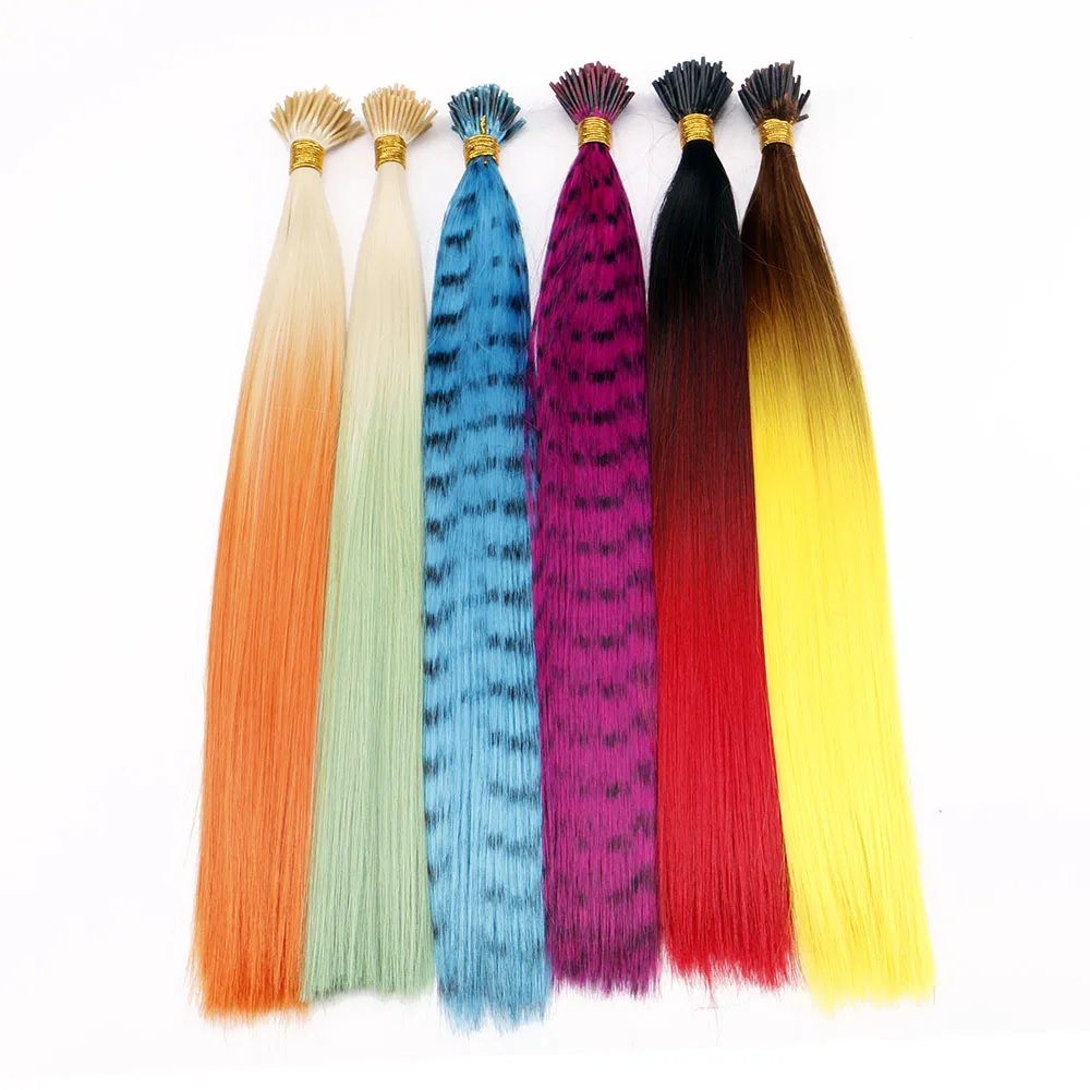 Ombre Synthetic Feathers Hair Extension I tip Hair Extension