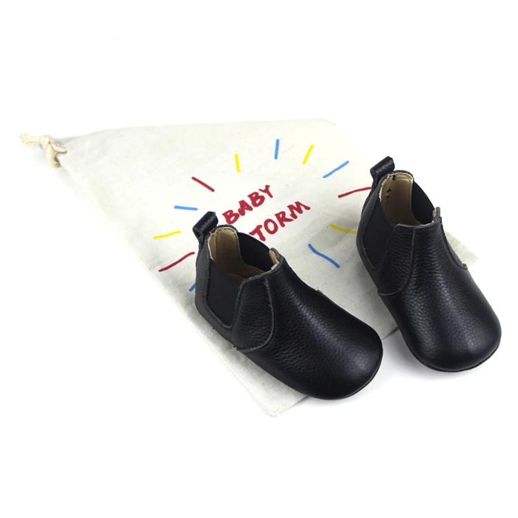 Оптовая продажа, черные ботинки из натуральной коровьей кожи на мягкой подошве, кожаные ботинки для мальчиков и девочек