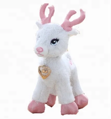 Realistic Stuffed Plush Toy Deer White Love shaped