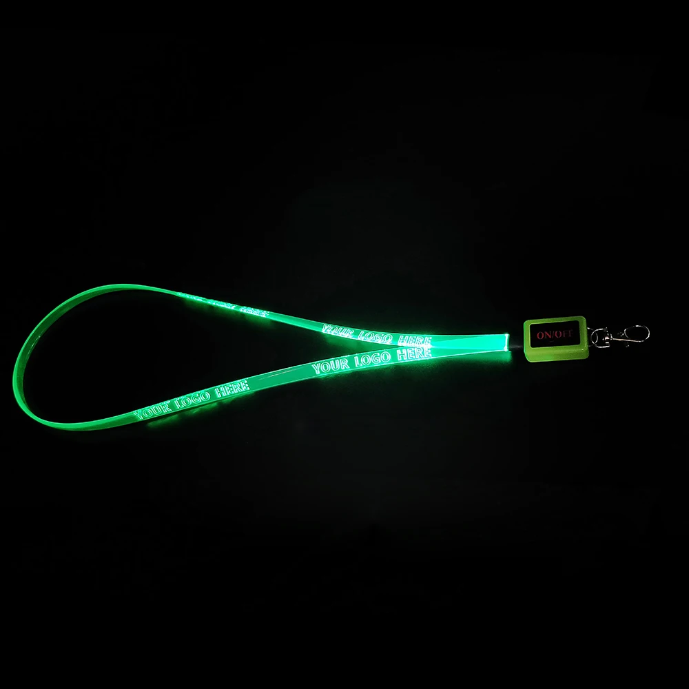 Party Club Sports Events Night Running LED Flashing Neck Strap Band Colorful Card Holder Light Up Lanyard
