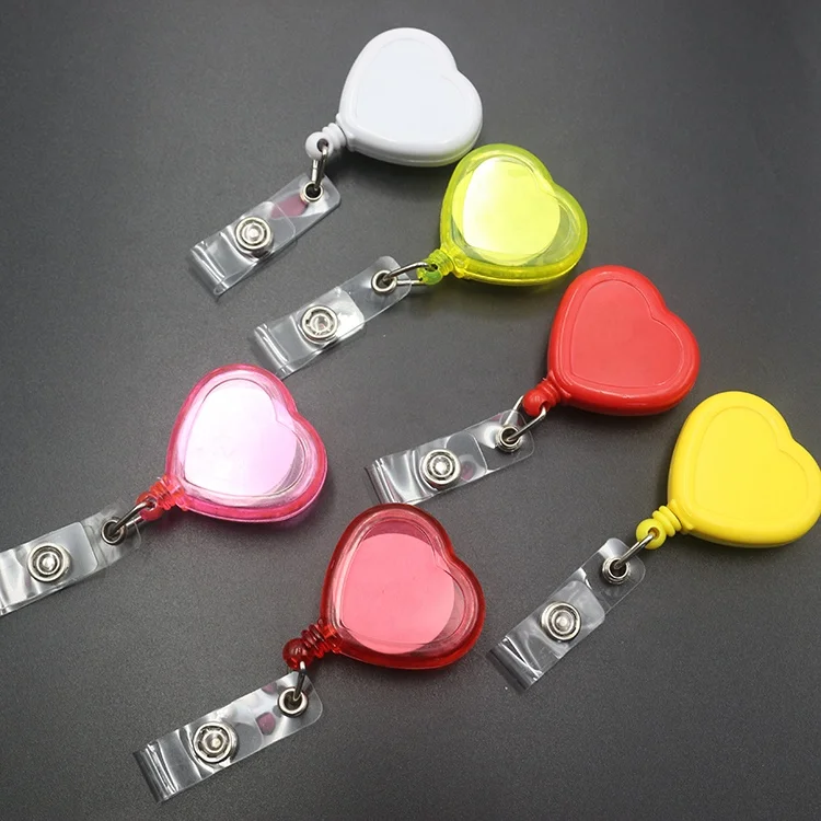 
Heart shape custom retractable ABS id badge reel holder 