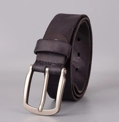 Dreamtop DTC554 pure cow leather mens belt vintage style fashion pin buckle italian leather belt