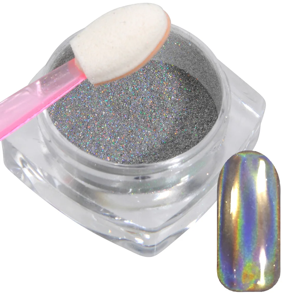Fashion Holographic Rainbow Effect Nail DIY Powder Nail Polish Art Pigment Powder
