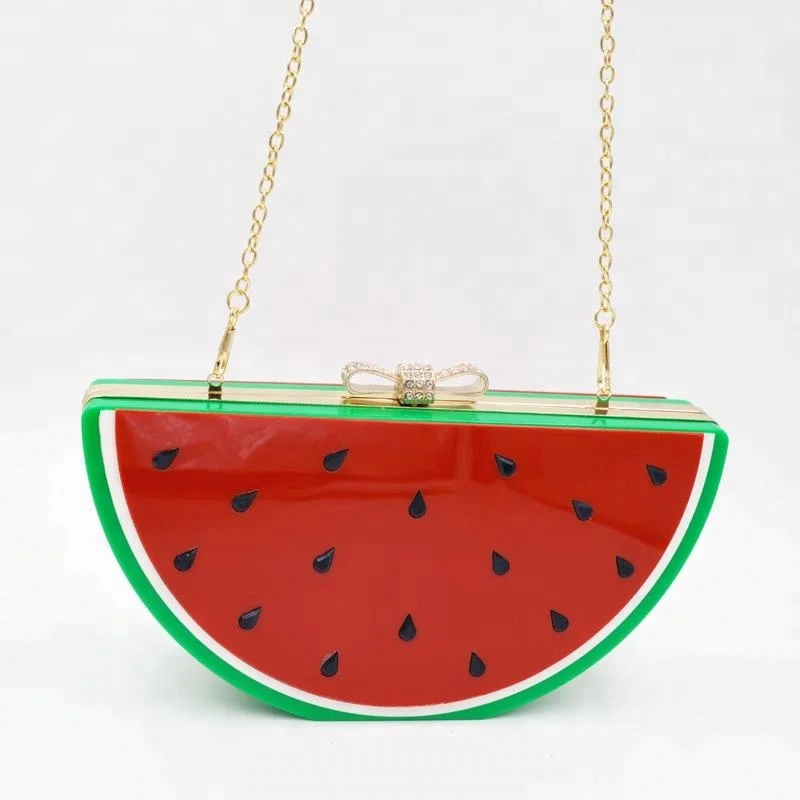 Hot sale watermelon shaped fashion bag women wedding bag crystal bag