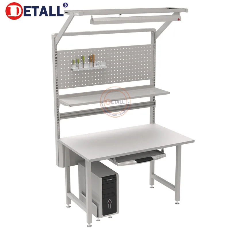 garage stainless table anti-static electric worktable with cold rolled steel metal material and MDF wood table top