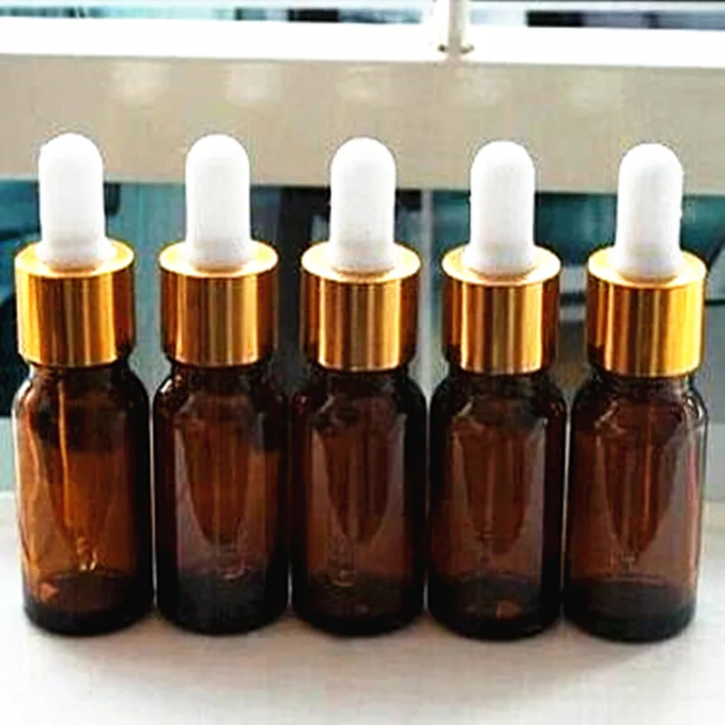 
10ml amber glass essential oil bottle with euro plastic dropper 