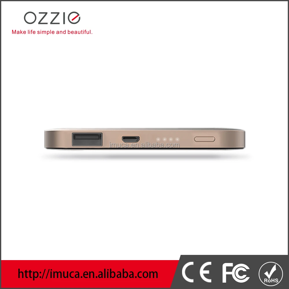 Наиболее популярные rohs смартфон ультра тонкий золотой портативный mobile power bank 5000 мАч
