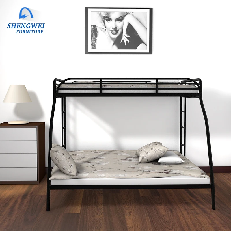 Hotsale heavy duty knock down customized wrought iron double metal bed mother son bed