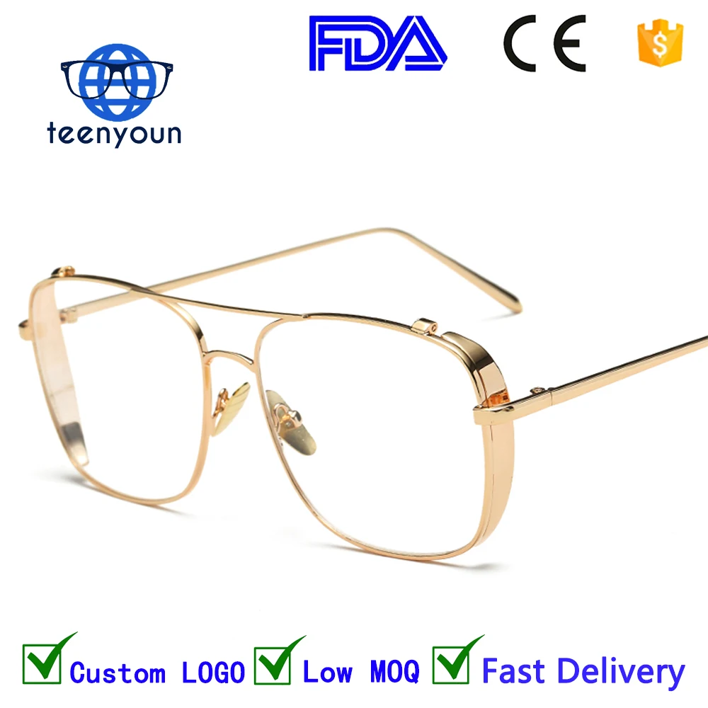 912 High Quality Women Brand Fashion Metal Frame Eyeglasses Gold Clear Lens Glasses