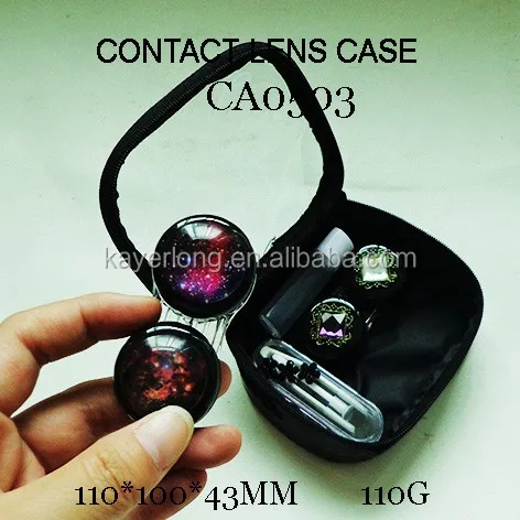 Звездная и украшенная драгоценностями сумка из полиуретана для контактных линз с 2 держателями для линз CA0503