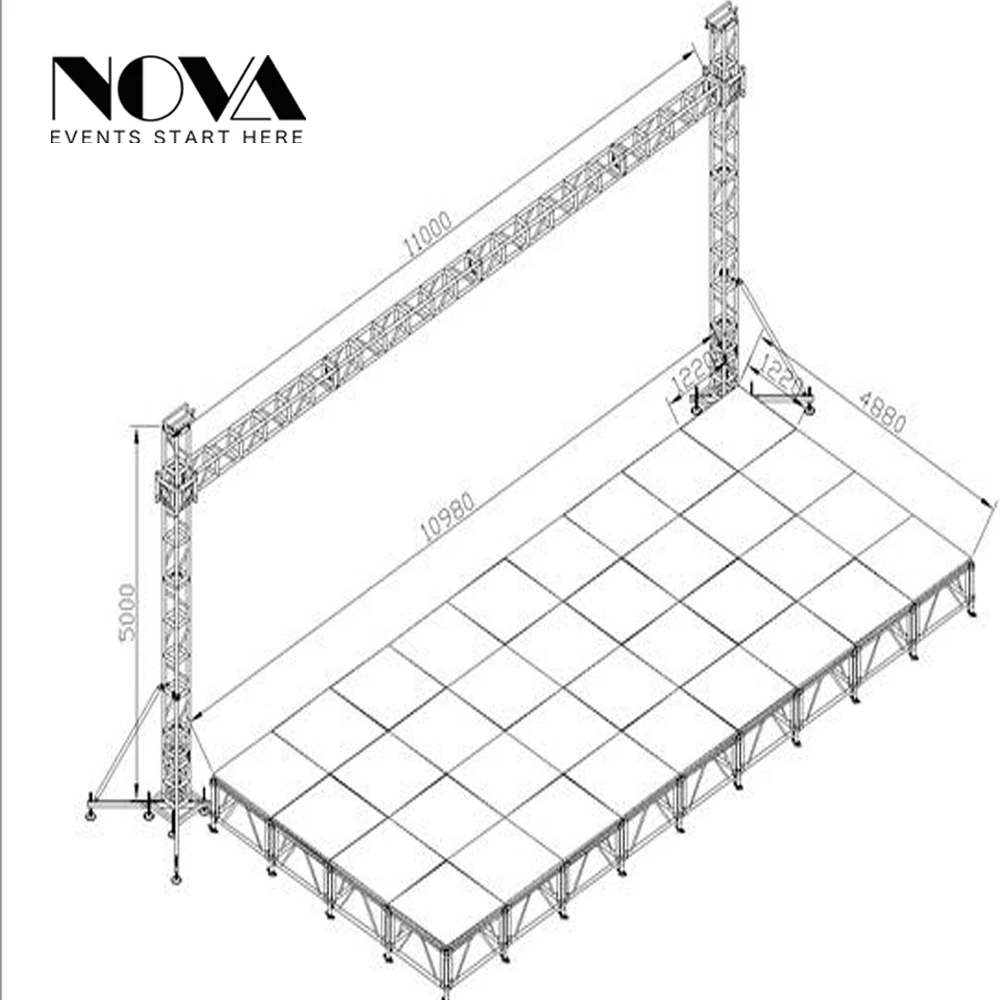 Black truss display steel and aluminum truss stage