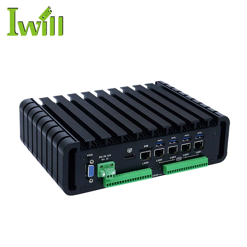 Встроенный ПК 3855U/I3/I5/I7 IBOX603 4POE 5LAN безвентиляторный промышленный ПК для камер